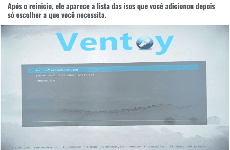 Exemplo de uso do Ventoy