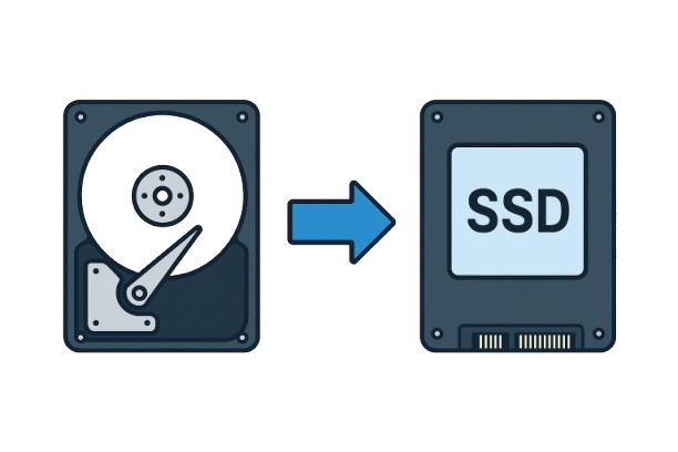 Ilustração de um SSD utilizado para troca de HD