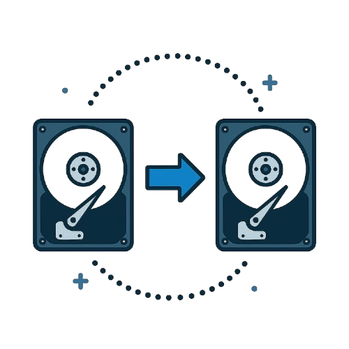 Ilustração do serviço de clonagem de HD transferindo arquivos para SSD